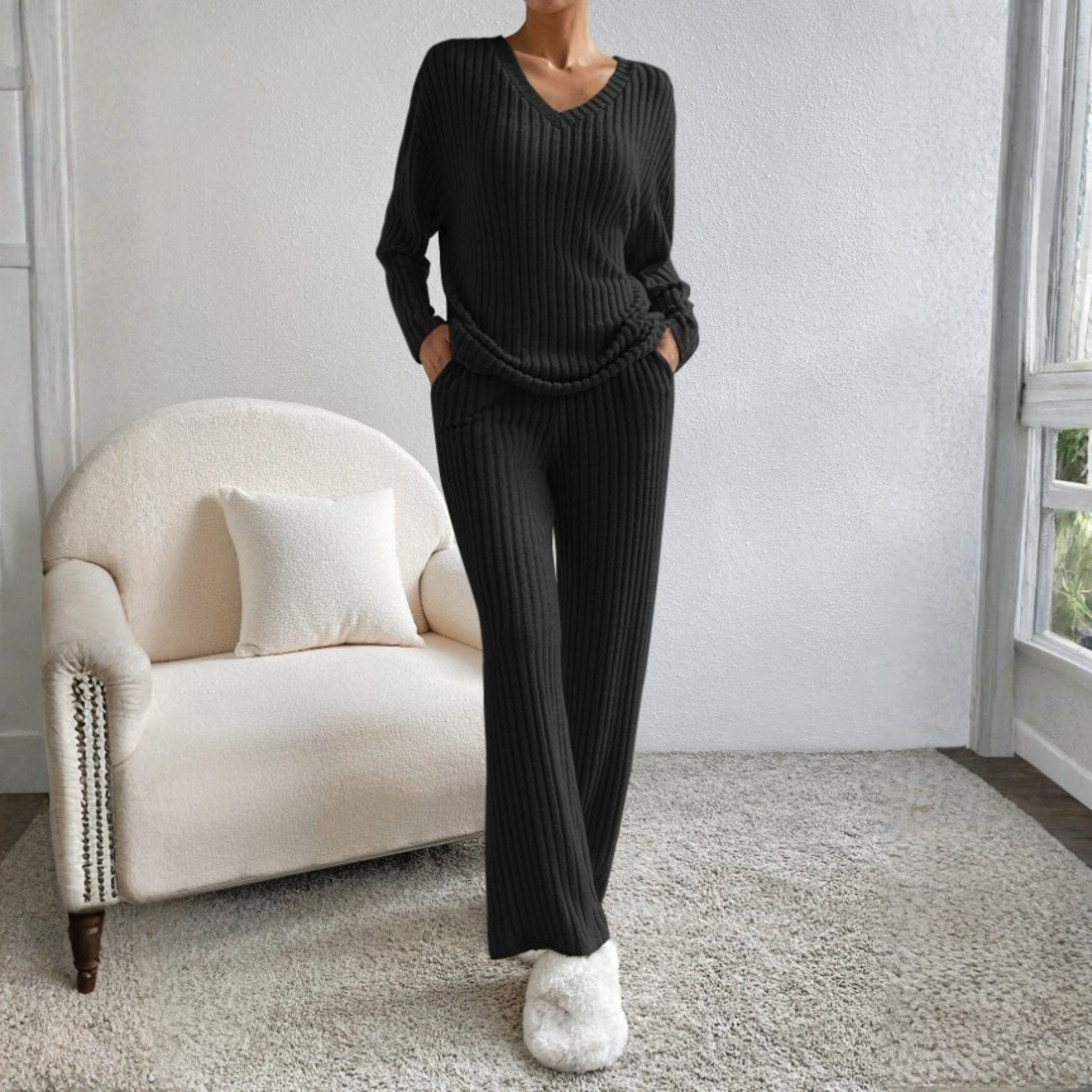 Slouchy V-Neck Co-Ord Set by Eleanor Vale