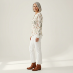 Alma - Classic Elegance Patterned Jumper, pine tree and floral print knit jumper, view 3