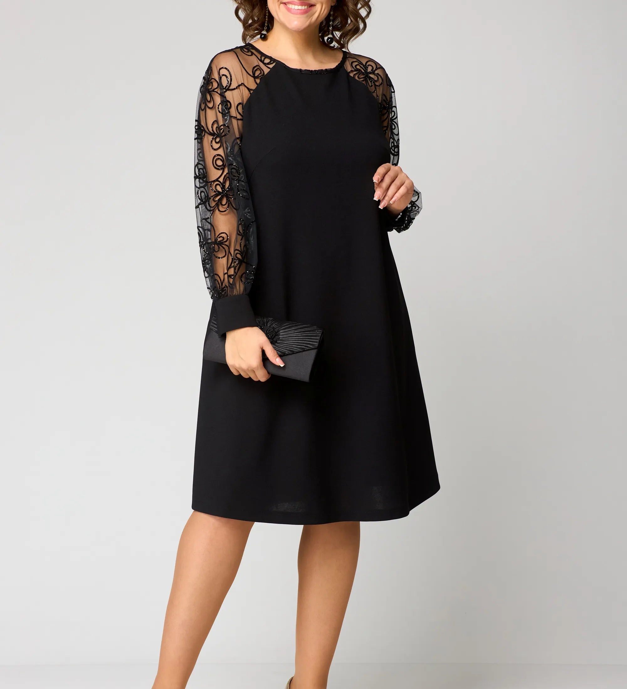 Mesh-Sleeve Dress by Eleanor Vale