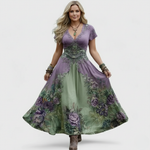 Woman wearing a floral embroidered maxi dress