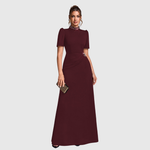 Woman wearing an elegant bridesmaid and evening gown