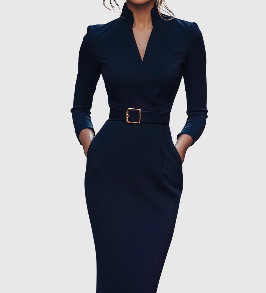 Square-Buckle Midi Dress by Eleanor Vale