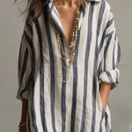 Striped button-front boho maxi dress