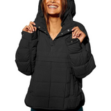 Quilted-Hood Pullover by Eleanor Vale
