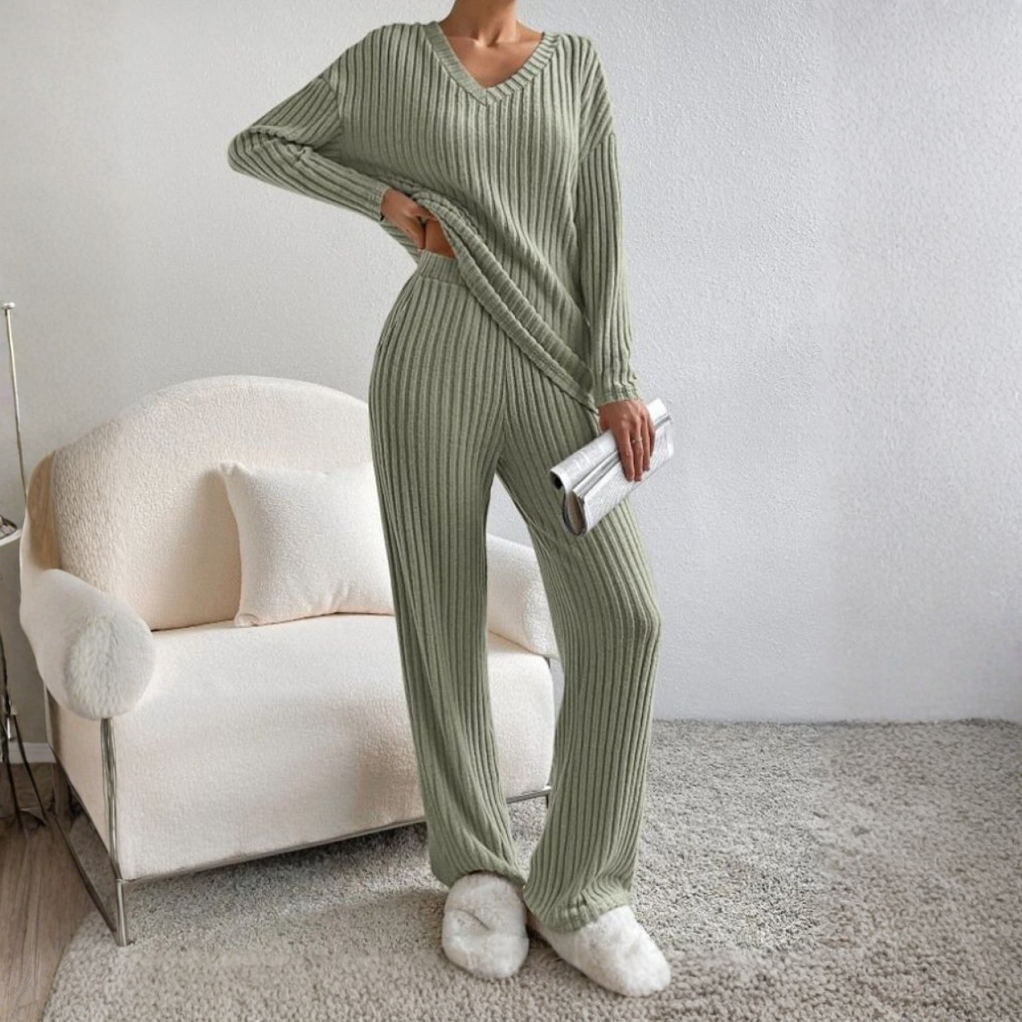 Slouchy V-Neck Co-Ord Set by Eleanor Vale