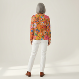Faustine colourful floral patterned jumper in orange - back view