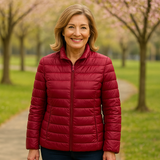 Lightweight padded jacket in deep burgundy