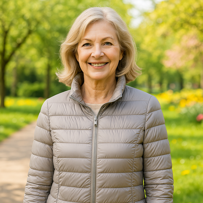 Grey lightweight padded jacket with a feminine fit