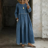 Denim dress with Peter Pan collar