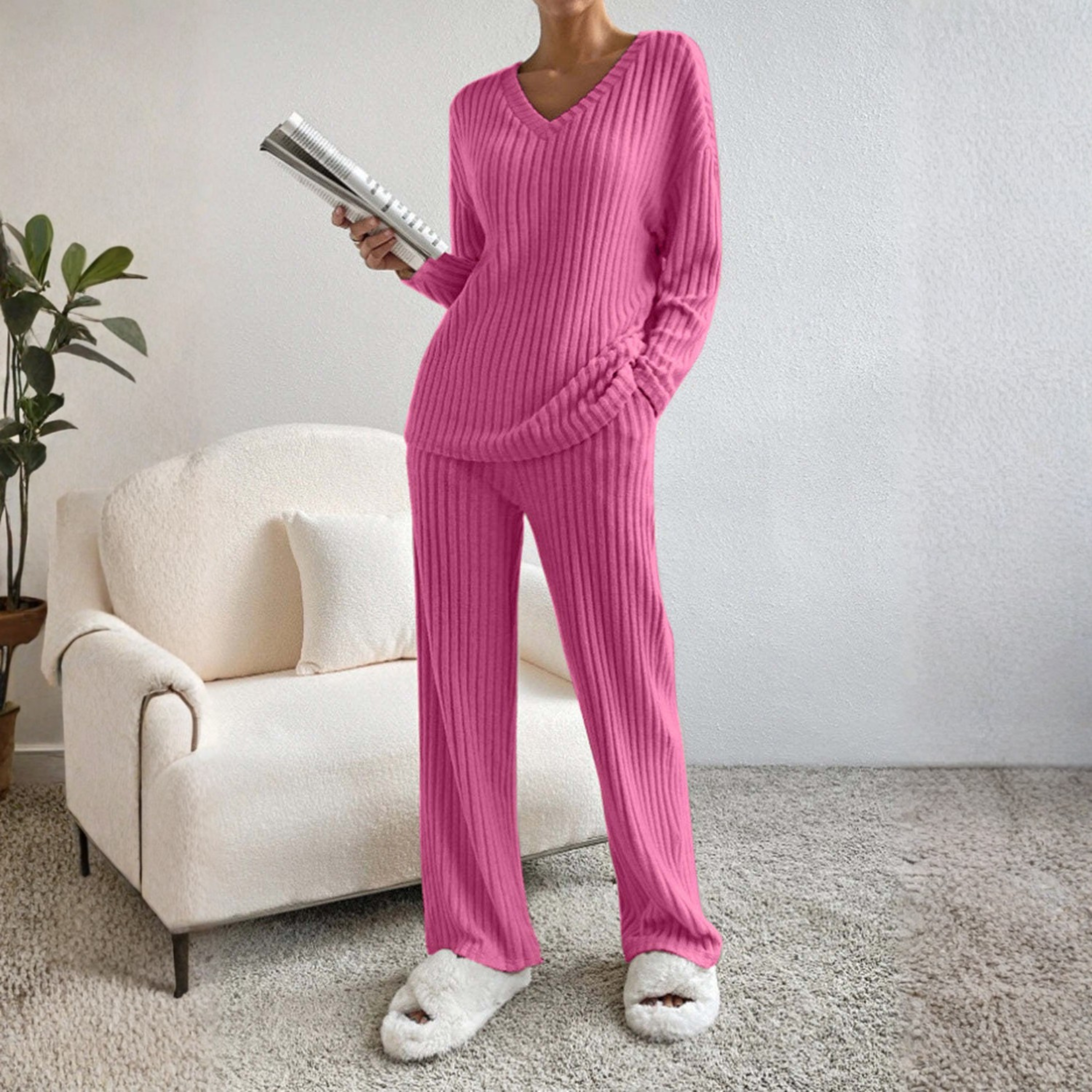 Slouchy V-Neck Co-Ord Set by Eleanor Vale
