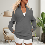 Longline Zip-Neck Pullover by Eleanor Vale
