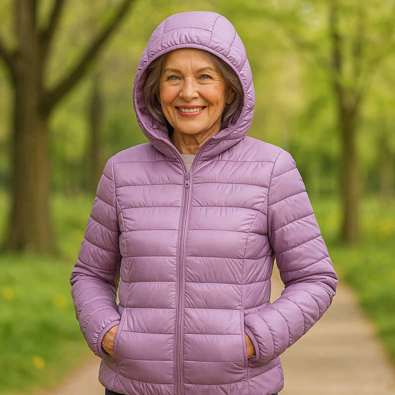 Lilac lightweight padded jacket with a feminine fit