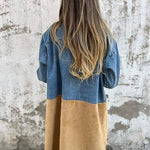 Two-tone denim trench coat