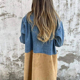 Two-tone denim trench coat