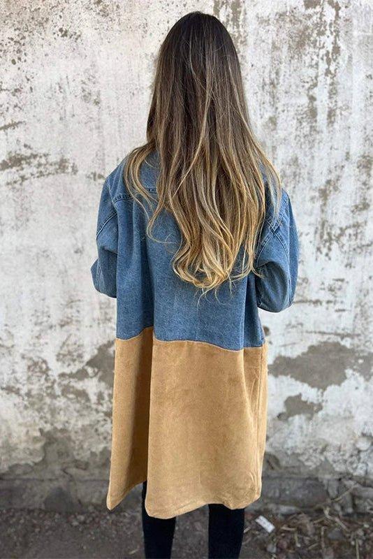 Two-tone denim trench coat