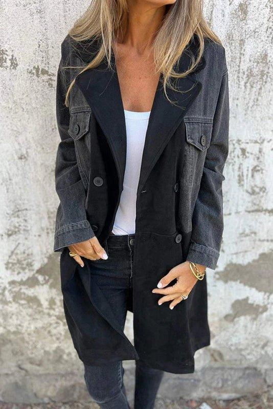 Two-tone denim trench coat
