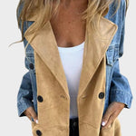 Two-tone denim trench coat