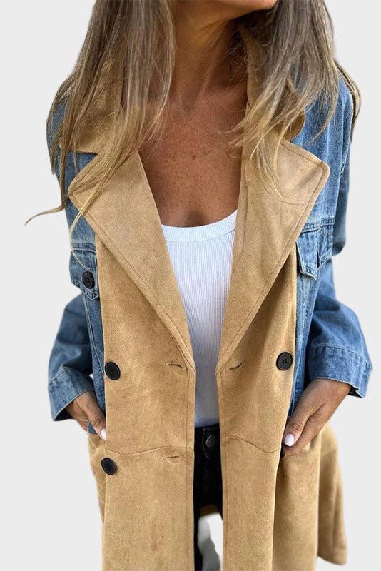 Two-tone denim trench coat