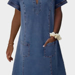 A-line denim dress with front pockets
