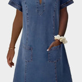 A-line denim dress with front pockets