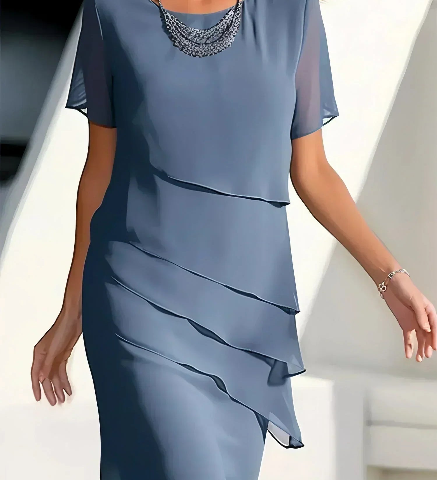 Cascade-Tier Midi Dress by Eleanor Vale