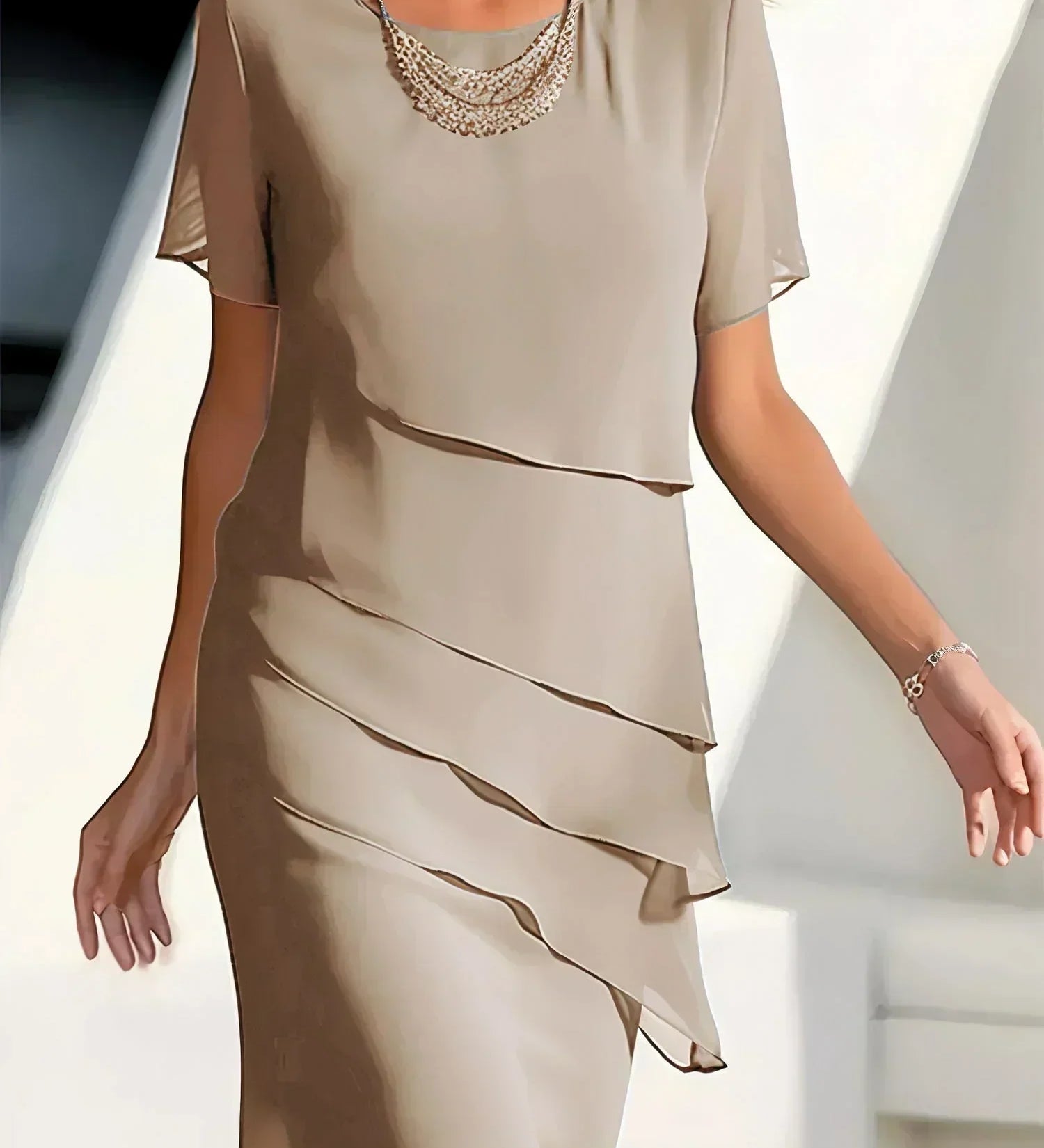 Cascade-Tier Midi Dress by Eleanor Vale