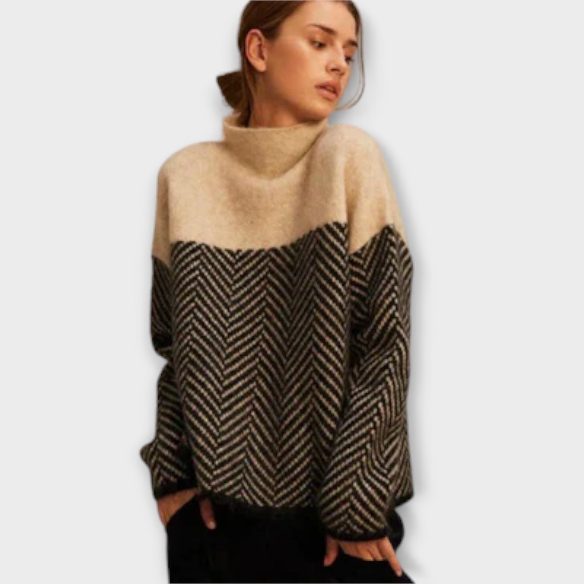Chevron-Block Turtleneck Jumper by Eleanor Vale