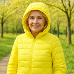 Yellow lightweight padded jacket with a feminine fit