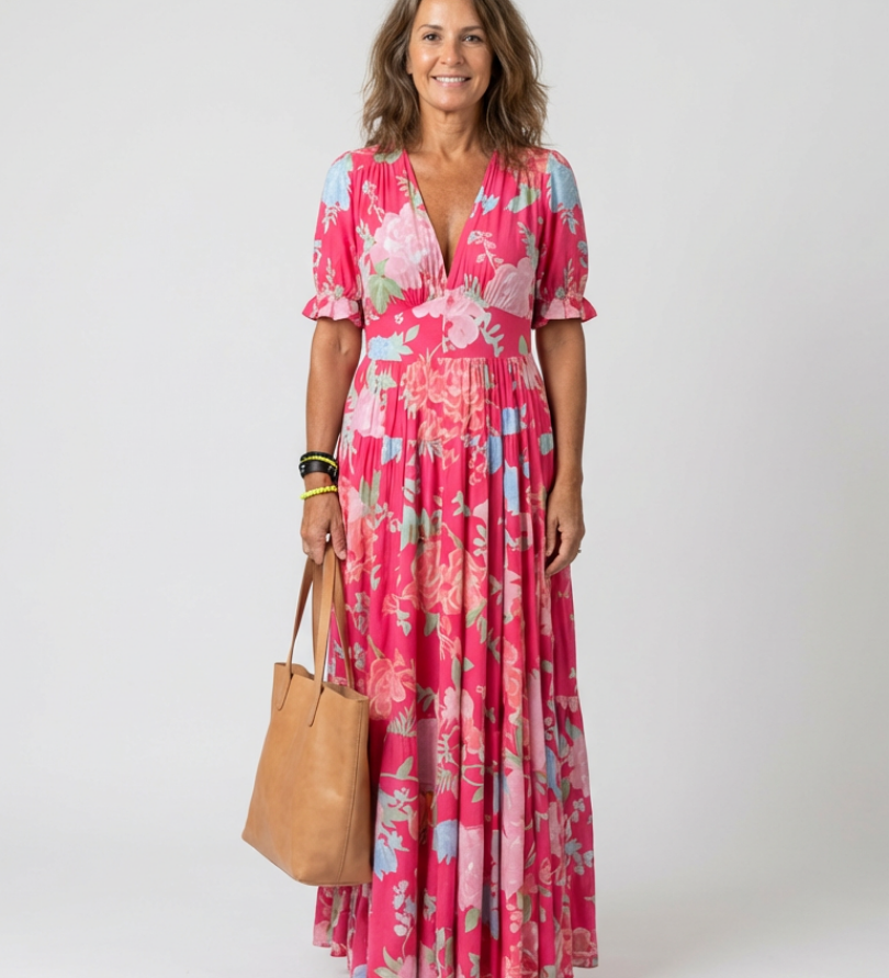 Raspberry-Rose Midi Dress by Eleanor Vale