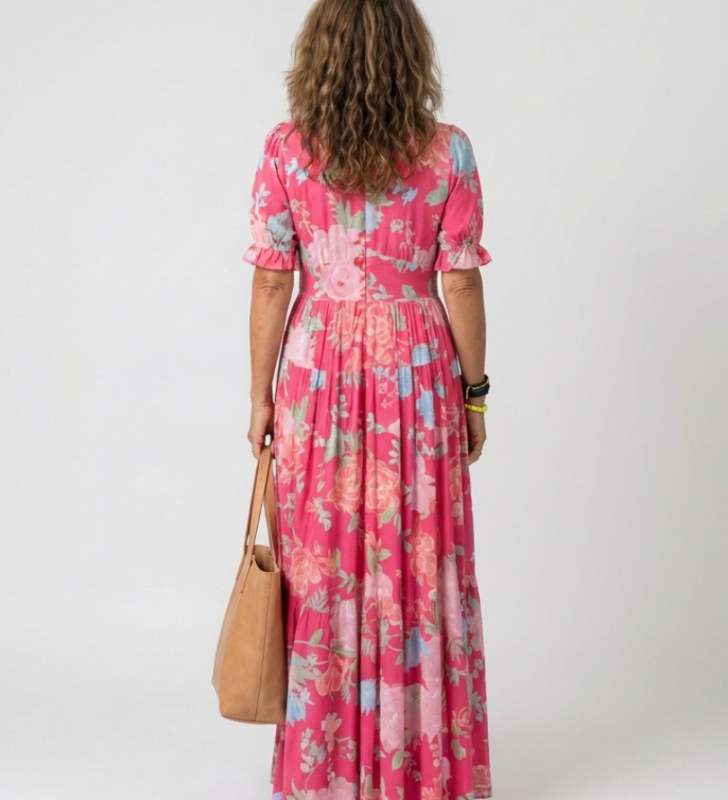Raspberry-Rose Midi Dress by Eleanor Vale