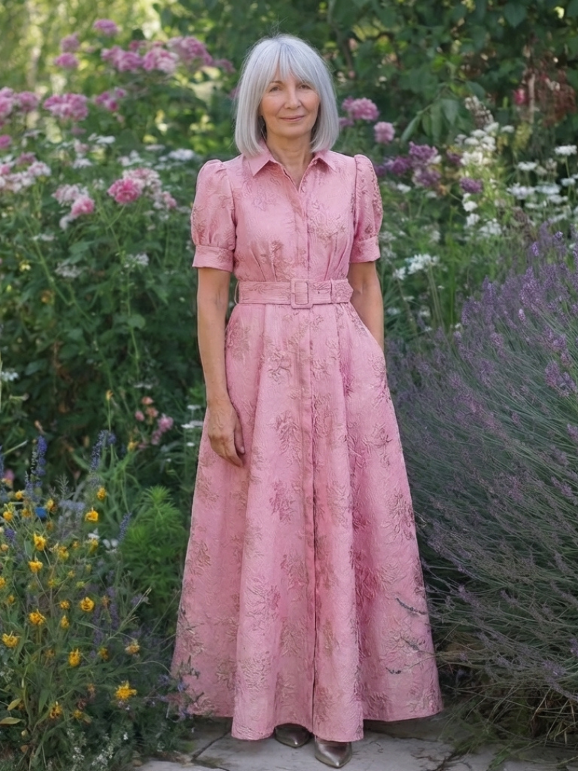 Raised-Rose Shirt Dress by Eleanor Vale