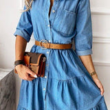 Denim-inspired A-line summer dress