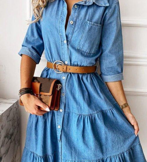 Denim-inspired A-line summer dress