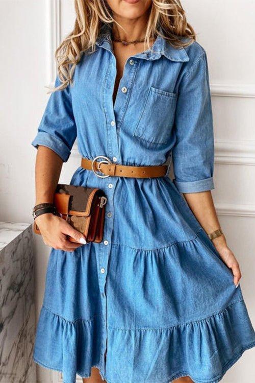 Denim-inspired A-line summer dress