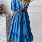 Denim-inspired A-line summer dress