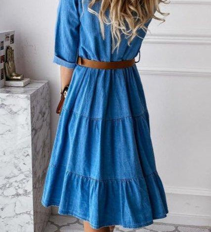 Denim-inspired A-line summer dress