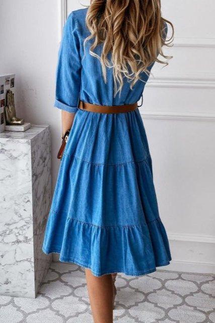 Denim-inspired A-line summer dress