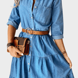 Denim-inspired A-line summer dress
