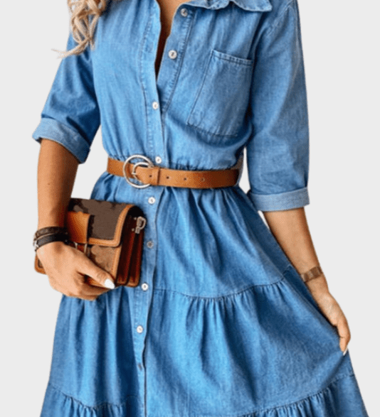 Denim-inspired A-line summer dress