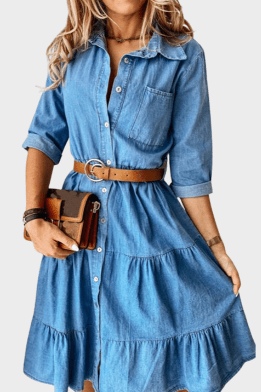 Denim-inspired A-line summer dress