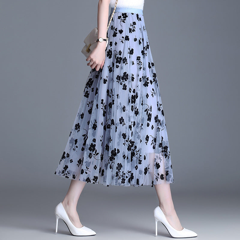 Floral-Mesh Midi Skirt by Eleanor Vale
