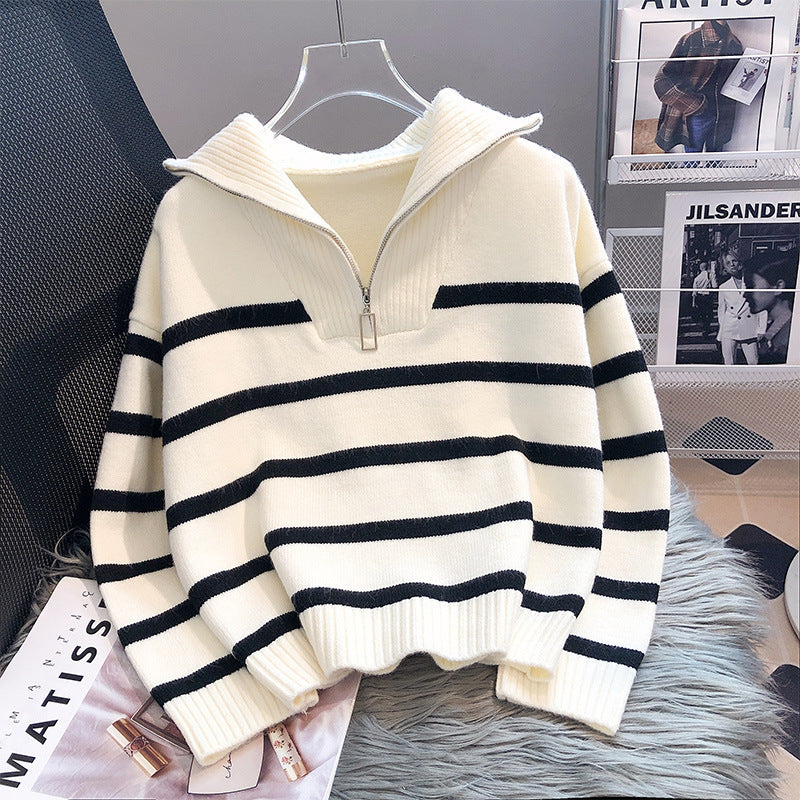 Zip-Neck Stripe Top by Eleanor Vale