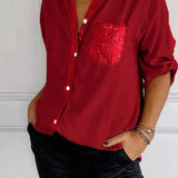 Sequin-Pocket Blouse by Eleanor Vale