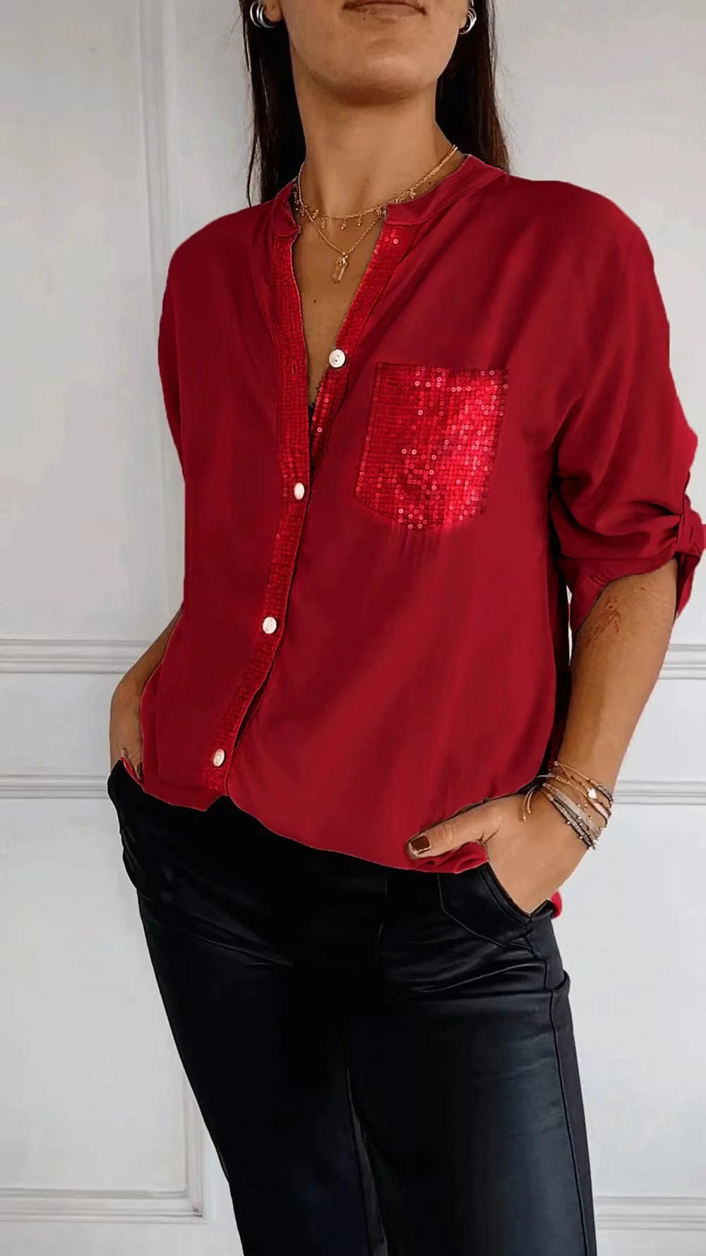Sequin-Pocket Blouse by Eleanor Vale