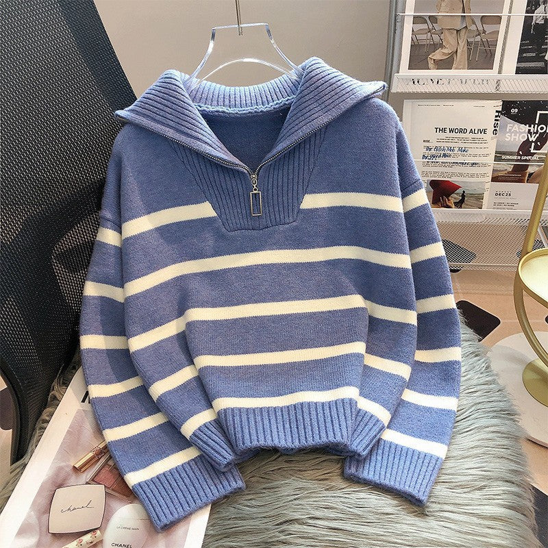 Zip-Neck Stripe Top by Eleanor Vale