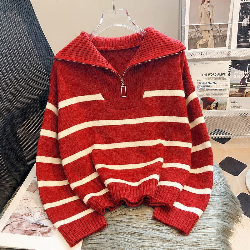 Zip-Neck Stripe Top by Eleanor Vale