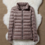 Champagne lightweight padded jacket with a feminine fit