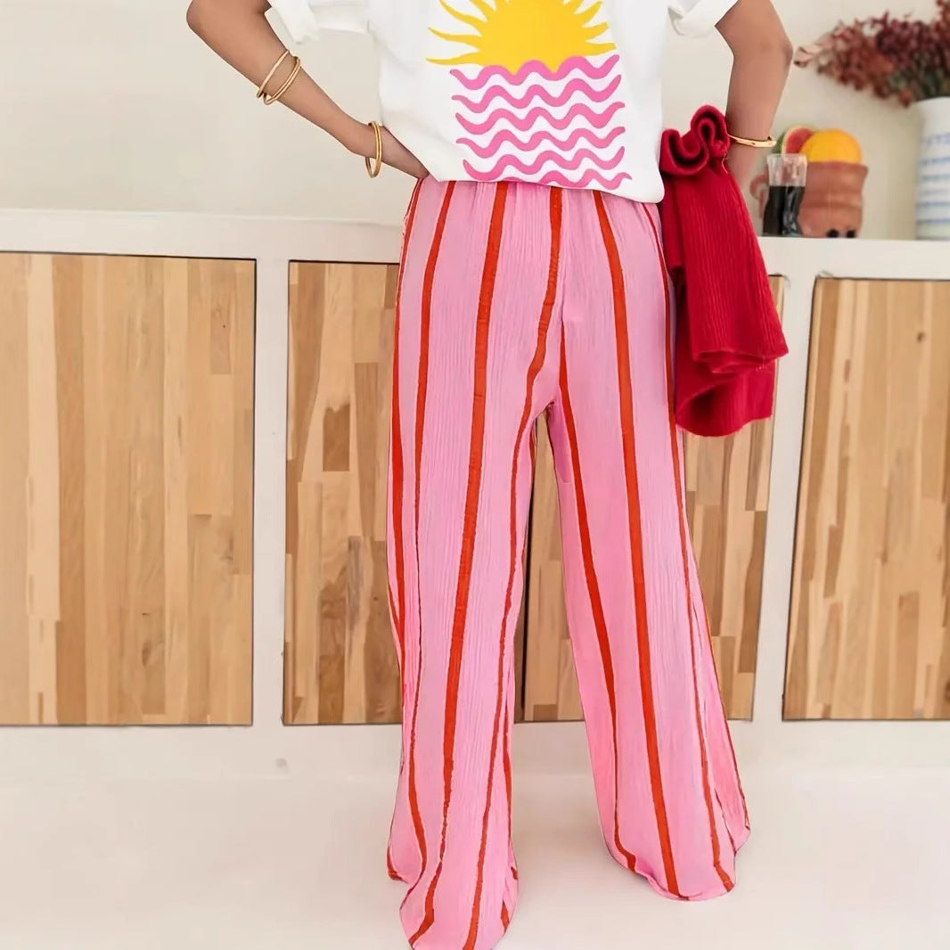 Crinkle-Stripe Trousers by Eleanor Vale
