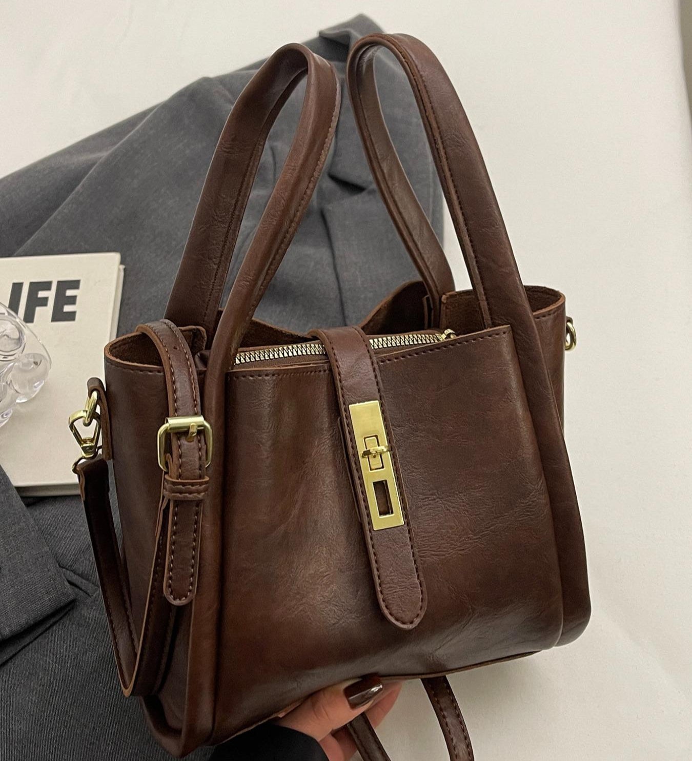 Twin-Handle Shoulder Bag by Eleanor Vale