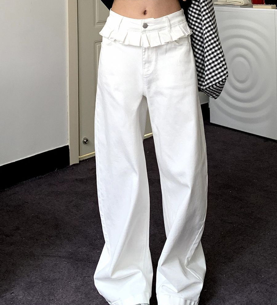 Ruffle-Waist Wide-Leg Jeans by Eleanor Vale